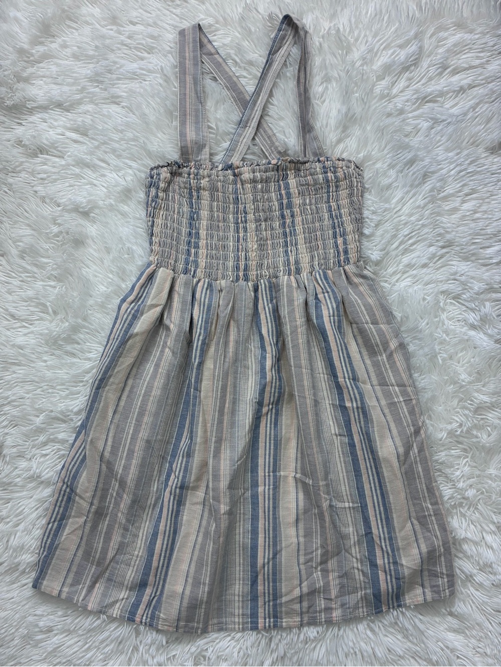 American Eagle Outfitters Beige and Blue Striped Mini Dress